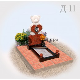 Памятник Мишка из красного гранита Д11